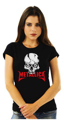 Polera Mujer Metallica Skull Poster Stenci Metal Abominatron