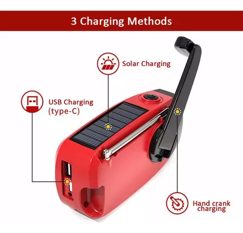 Radio De Emergencia Solar Dynamo Linterna Power Bank Sos