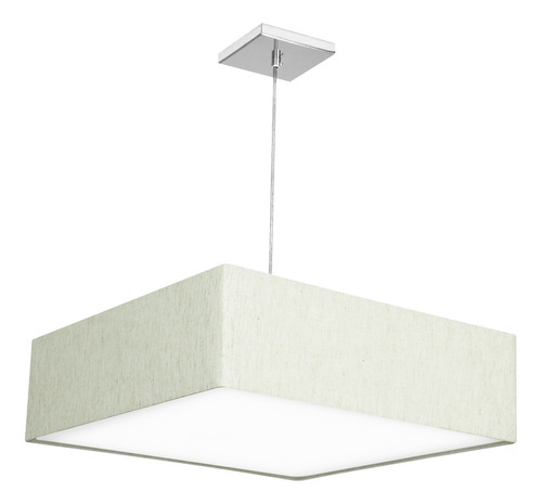 Lustre Cupula Pendente Dome Quadrado 50x15cm Linho Claro