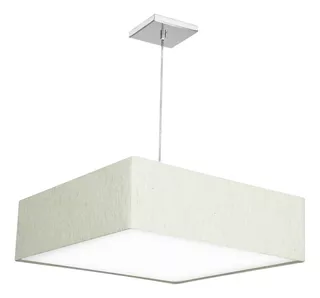 Lustre Cupula Pendente Dome Quadrado 50x15cm Linho Claro