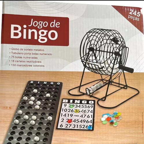 Bingo Profissional Metam 75 Bolas Fichas Globo