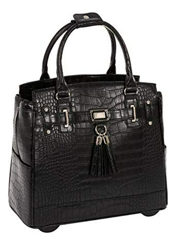 Bolso Rodante Croco Negro Compatible Con Ordenador Y Tablet.