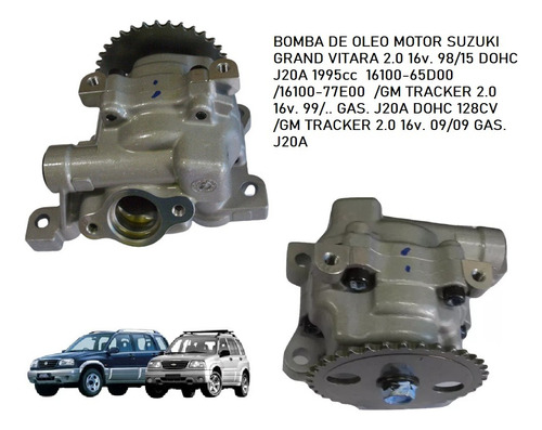 Bomba De Oleo Gm Tracker 2.0 16v. 99/.. Gas. J20a Dohc 128cv