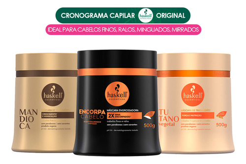 Cronograma Capilar Haskell Cabelos Ralos Finos Minguados G