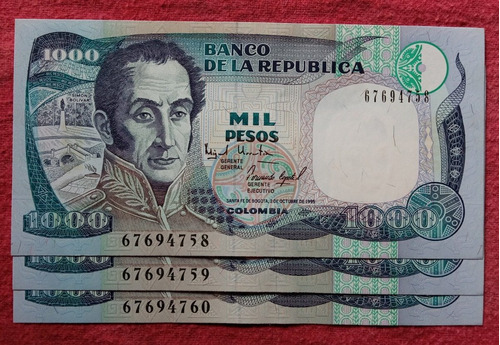 3 Billetes De 1000 Pesos. 1.995