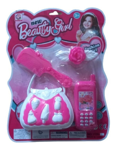 Set De Belleza Niñas Celular Peine Cartera Flores Hebilla
