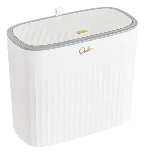Lixeira De Luxo Com Tampa E Botão De Pressão, 8l Branco Puro