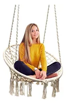 Comprar Hamaca Tipo Silla Colgante De Macramé Y Algodón, Color Beige