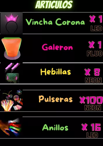 Pulseras Luminosas Neon Quimica Cotillon Pack X 100 Unidades