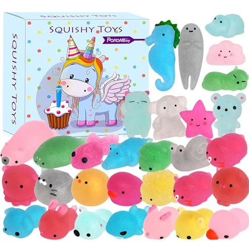 Pokonboy 30 Piezas Squishies Mochi Toys, Mini Kawaii Squishy