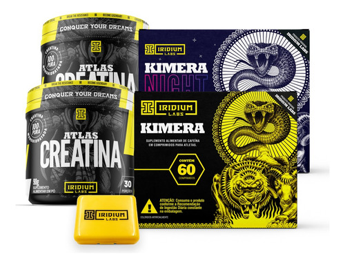 Kit 2x Creatina + Kimera Thermo + Kimera Night + Porta Caps Sabor Sem sabor