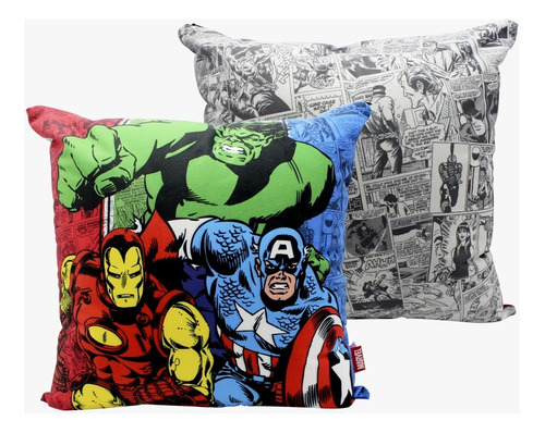 Almofada Fibra Veludo 40 X 40 Cm Vingadores Avengers Comics