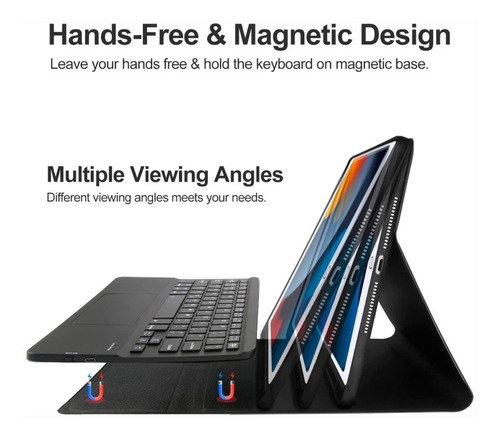 Funda Teclado Con Touchpad @ iPad 10.2 7ma 8va 9na Gen Black