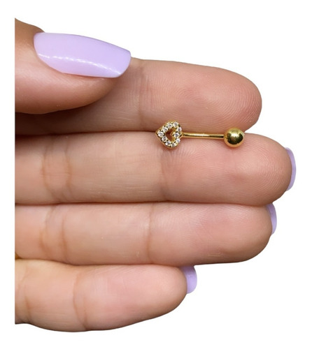 Piercing Intimo Genitál Umbigo Rook Coração Aço Cirúrgico Cor Dourado Coração