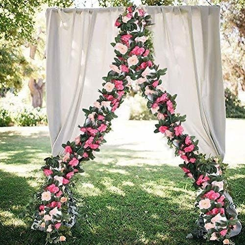 Guirnaldas De Flores Artificiales 6u. De 2.5m/ Rosadas