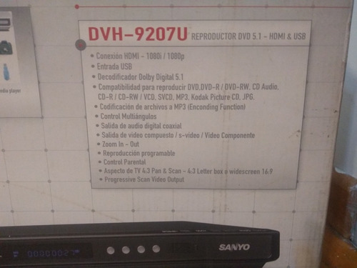 Reproductor De Dvd Sanyo 9207u Como Nuevo