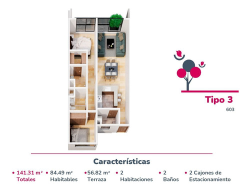 Departamento Con Roof Garden Privado 2 Recamaras 2 Baños Y 2 Estacionamientos