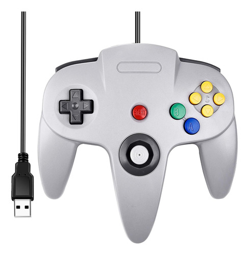 Control D/juegos Classic N64 Saffun Cable/window/pc/mac/gris