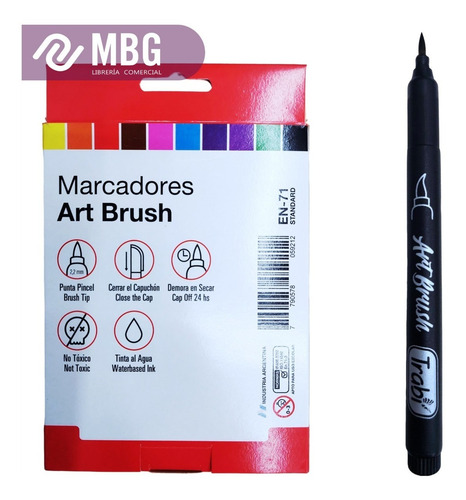 Imagen 4 de 7 de Marcador Trabi Art Brush Classic Lettering Por 10 Colores