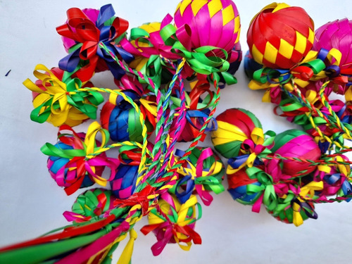 5 Docena De Esferas Con Moño + Aros De Palma Navideños