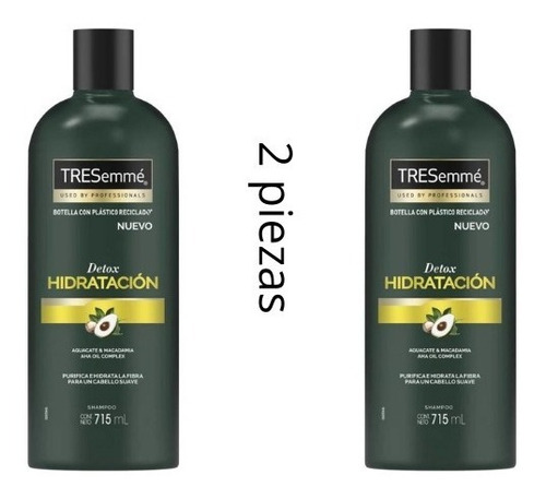 Shampoo Hidratante, Aguacate Y Macadamia Oil,tresemme, 2pzas
