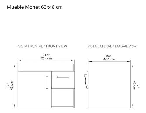 Mueble De Baño Monet Elevado Con Lavamanos Siena 63x48 Cm