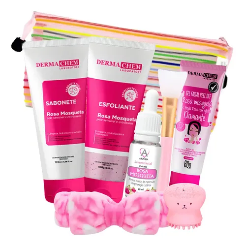 Kit Skincare Rosa Mosqueta 8 Itens Limpeza Facial