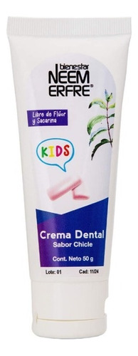 Neem Erfre Crema Dental Para Niños Sabor Chicle Sin Fluor