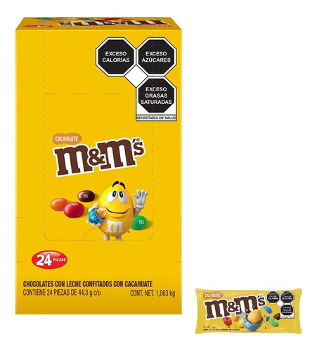 Chocolate M&m's 24 Pack Con Cacahuate, 44.3g C/u - 1.06kg