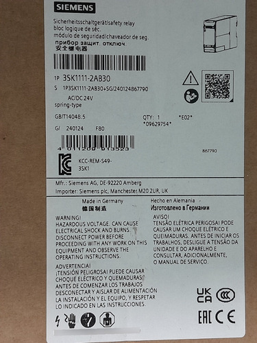 Módulo De Seguridad Sirius 3sk1111-2ab30