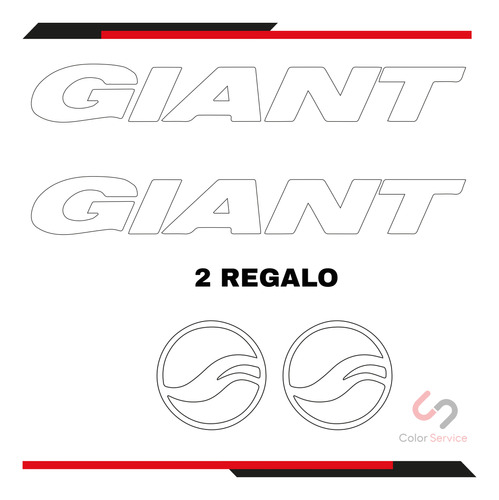 Calca Sticker Para Bici Giant De 30x4cm 2pz + 2 De Regalo