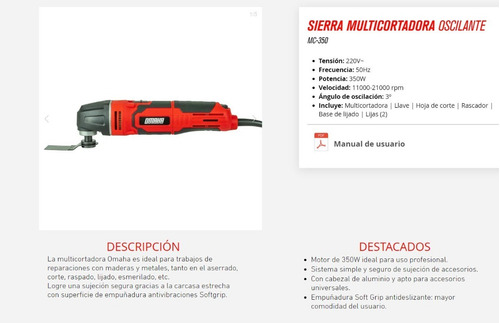 Sierra Multicortadora Oscilante 350w Omaha + Accesorios