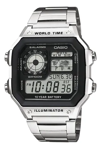 Reloj Pulsera Digital Casio Ae-1200whd Con Correa De Acero