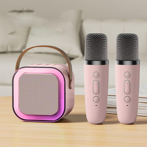 Mini Del Karaoke Con El Micrófono, 2 Micrófono Rosa
