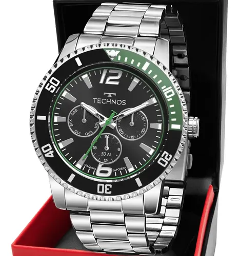 Relógio Masculino Technos Racer Premium Aço Inox Dobrável
