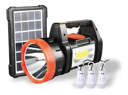 Kit Panel Solar Portátil + 3 Bombillos + Radio Linterna