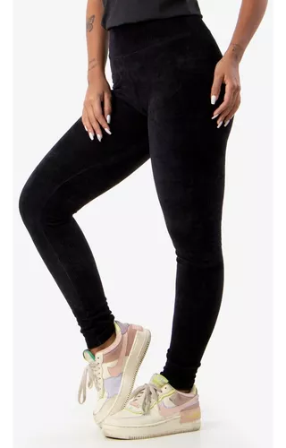 Calça Legging De Veludo Feminina Cintura Alta Moda Cotelê