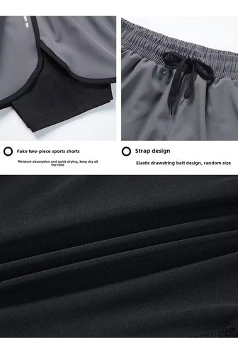 Pantalones Cortos Deportivos De Doble Capa Para Hombre, Pant