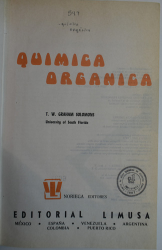 Química Orgánica T. W. Graham Solomons C263 (Usado)