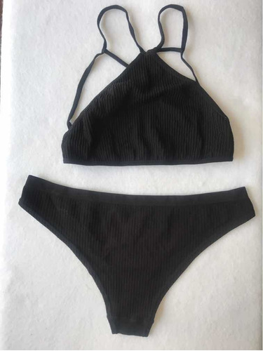 Conjunto Lencería Deportiva Forever 21 Tiro Alto Negro