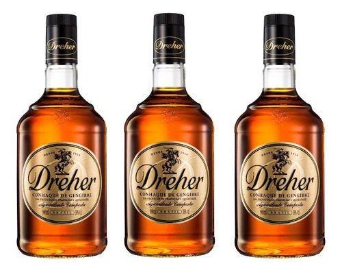 Kit Conhaque De Gengibre Dreher 900ml 3 Unidades