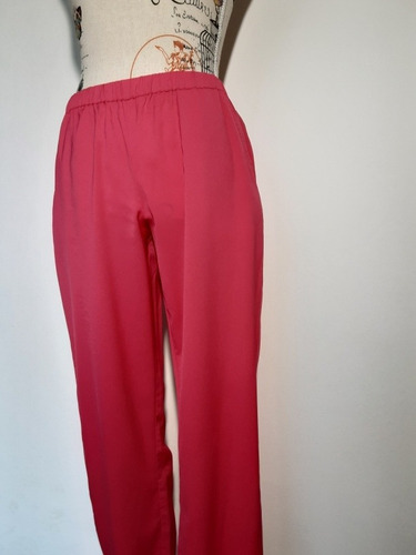 Imagen 5 de 10 de Pantalon Rosa Chicle Palazzo Corte Recto Y Bolsillos Talla S