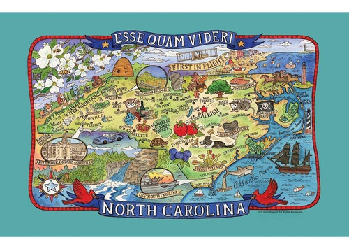 Designs Adventure Destinations North Carolina Map  Pañ...