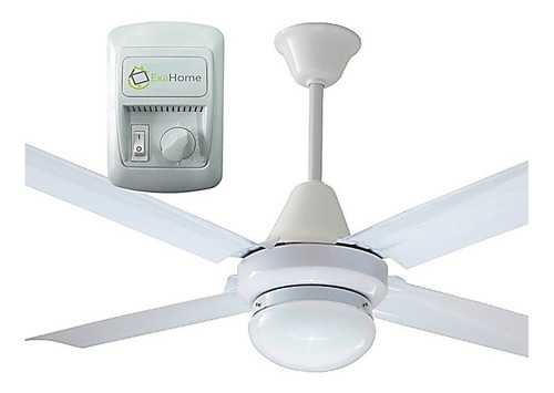 Imagen 2 de 2 de Ventilador de techo Exahome 607 blanco con 4 palas de metal, 120 cm de diámetro 220 V