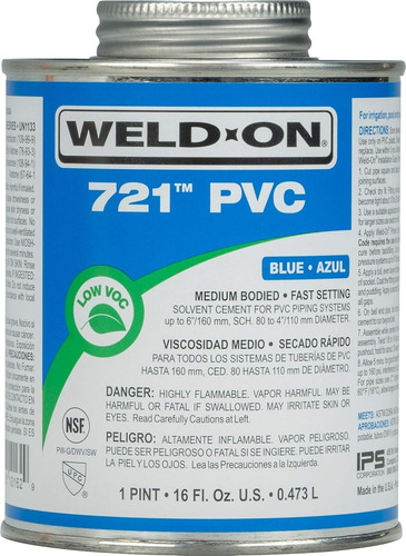 Pegamento Weld On 721 X 12 U. 473 Cc Secado Rapido S/mojado