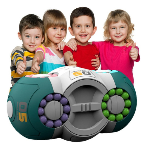 Cubo De Frijol Mágico Giratorio Juego De Rompecabezas De Bol Cyan 1