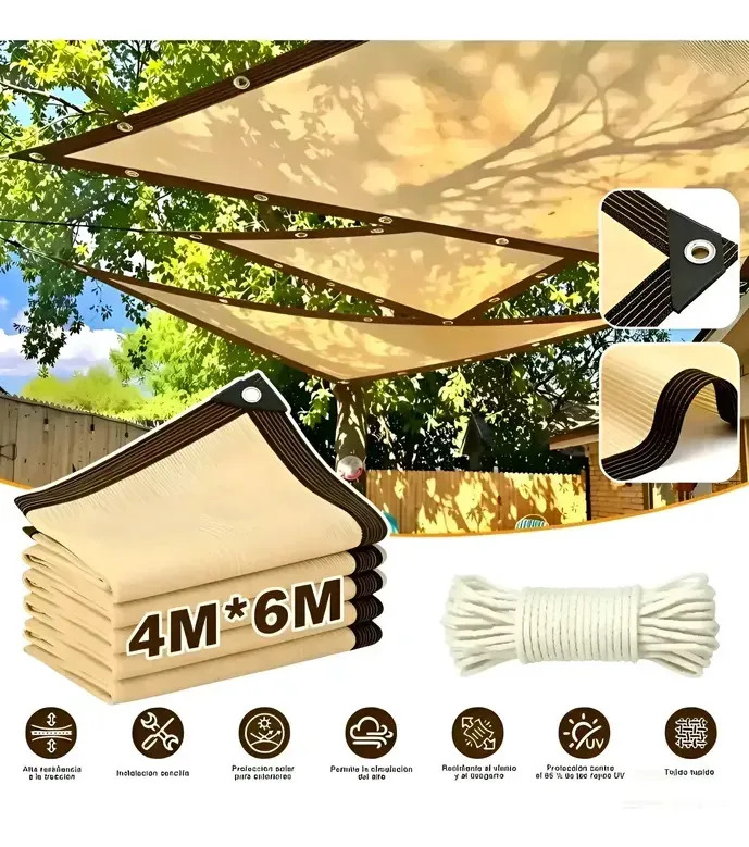 Malla exterior Lona Toldo 6x4 mts 95% Bloqueo UV