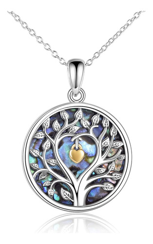 Collar De Árbol De La Vida Con Corazón De Plata De Ley 925 P