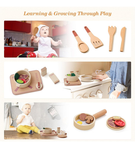 Set De Cocina Para Niños, Accesorios De Cocina De Madera, Ni
