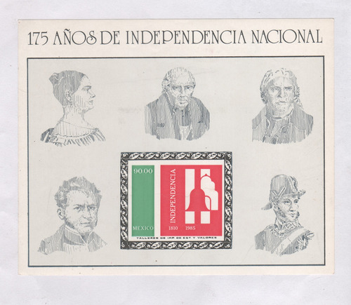 Block Mint De - Mexico - 175 Años De La Independencia 1985